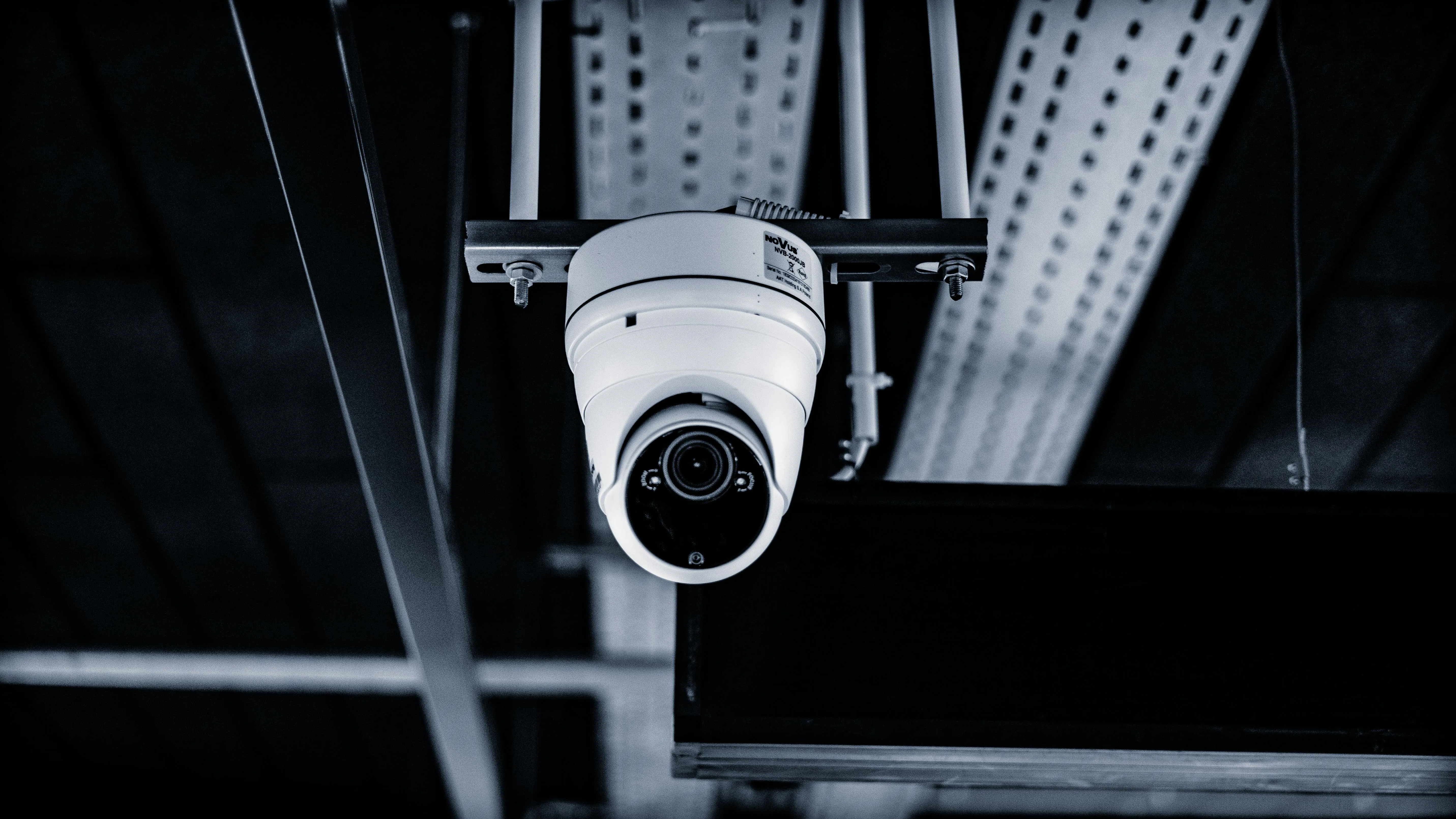 CCTV camera positioned on building exterior